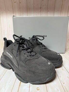 Balenciaga Triple S Monochromatic Denim Sneakers Black Sz 43 / 10